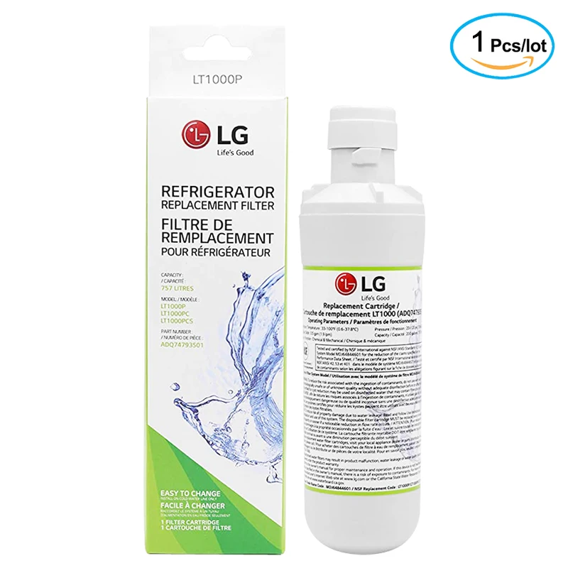 LG LT1000P replacement refrigerator water filter (NSF42, NSF53 and NSF401) ADQ74793501, ADQ75795105 or AGF80300704 1 pack