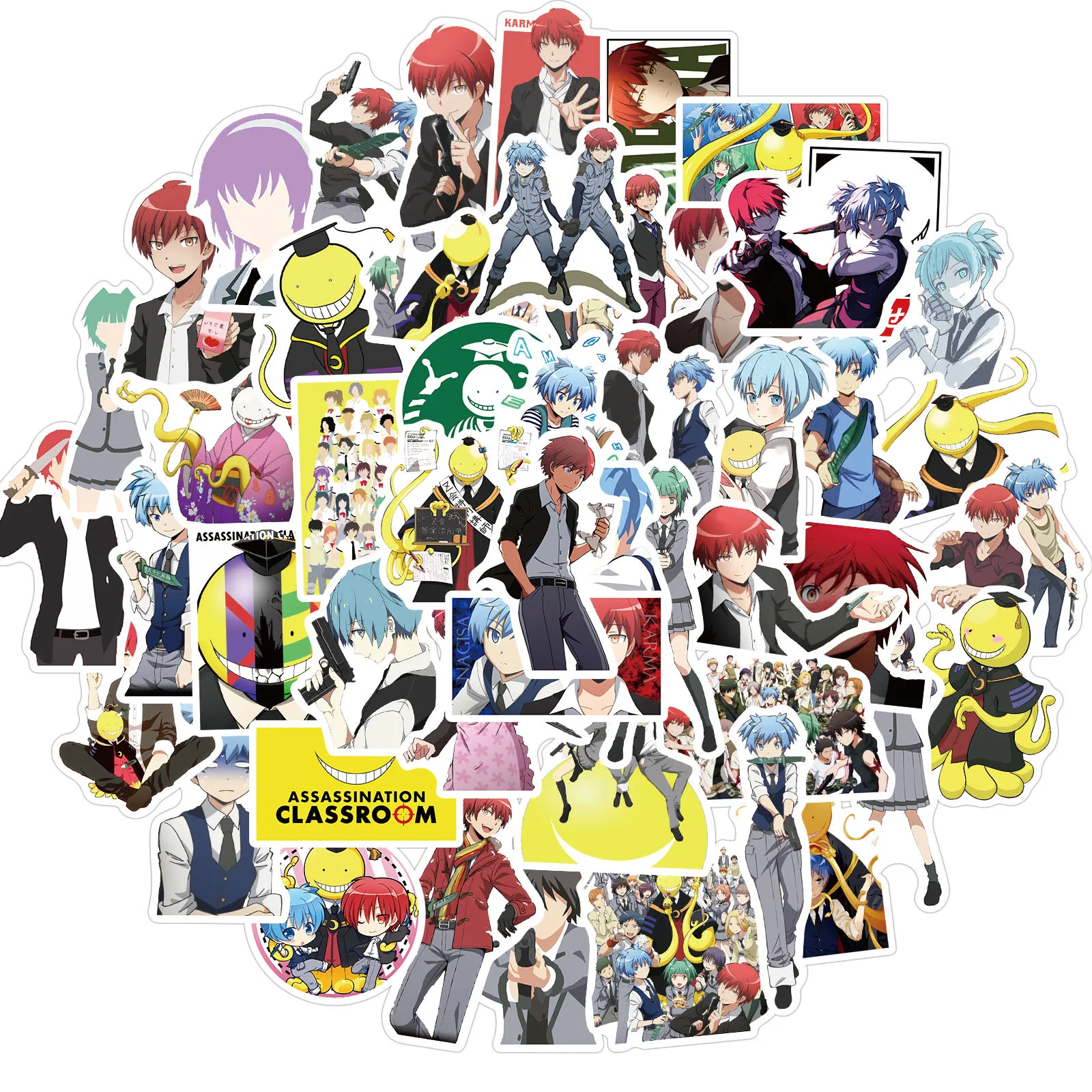 Наклейки на класс убийц Ansatsu Kyoushitsu Koro Sensei 10/50 шт. | Игрушки и хобби