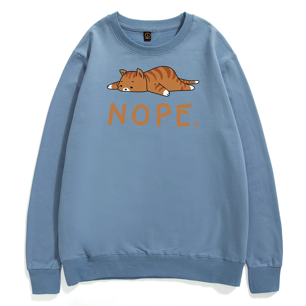 

Nope Cat Hip Hop Casual Hoodies Men Fashion Loose Sweatshirts Autumn 2021 Cotton High Quality Pullover Funny Vintage Clothes
