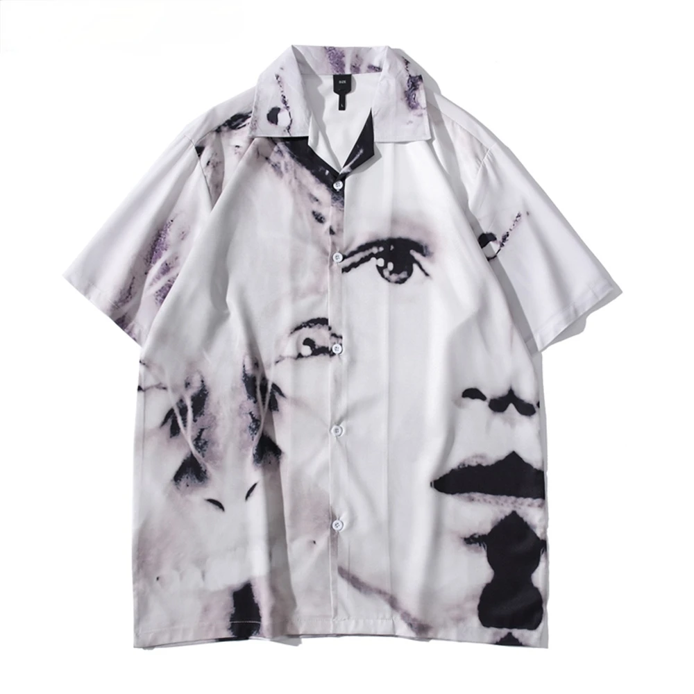 

Рубашка мужская из тонкого материала, винтажная уличная блузка с коротким рукавом, гавайская кофта, лето