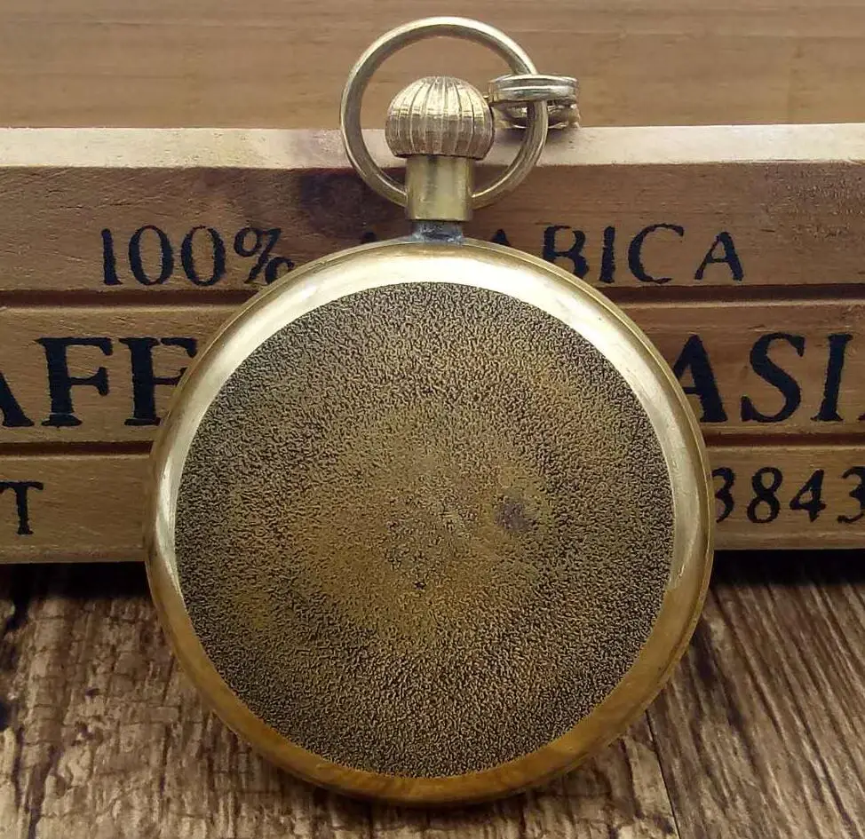 Antique Copper London Pocket Watch Men Women Unisex Mechanical Hand-winding Roman numerals Necklace Gift with box TJX030