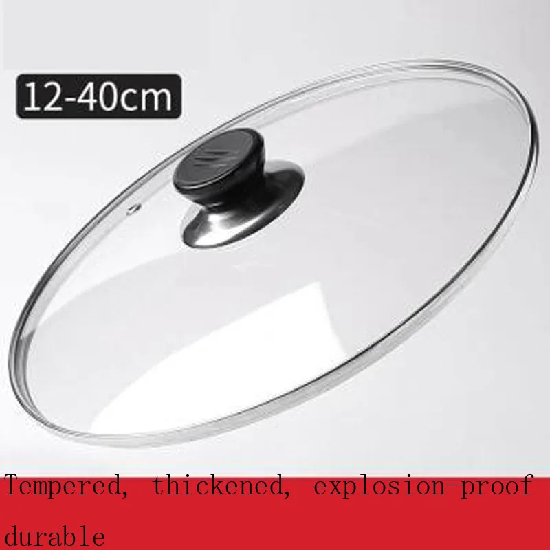 Thicken Tempered Glass Pot Cover Pan Lid With Handle Kitchen Cookware Tools See-Through Saucepan Skillet Wok lid 12-40cm | Дом и сад