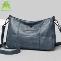 fashion embroidery thread design shoulder bags solid color womens messenger bag 2021 new high quality pu leather women handbag