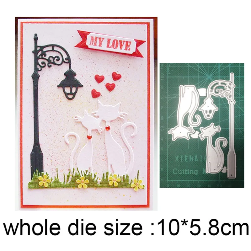 

Metal cutting dies cut die mold Lamp Light couple cat decoration Scrapbook die paper craft knife mould blade punch stencils dies