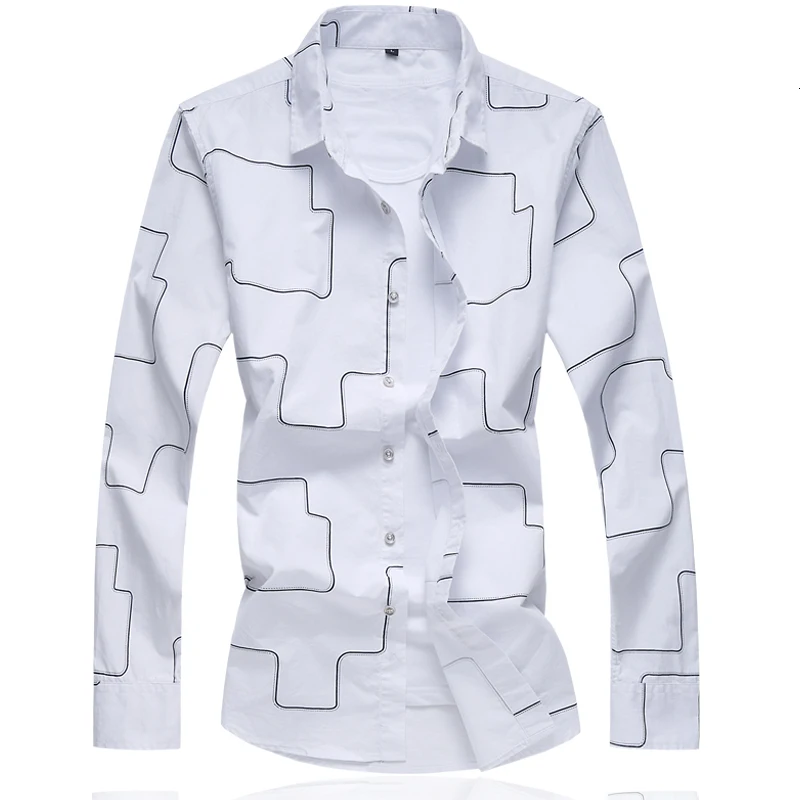 Новинка 2019 осенняя Модная брендовая мужская одежда приталенная Мужская рубашка