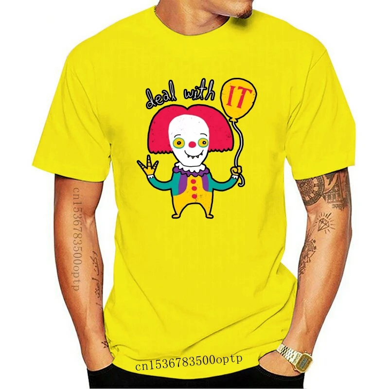 

Deal With It T-Shirt Unisex Funny Cotton Adult Size Pennywise Clown Stephen King Classic Unique Tee Shirt