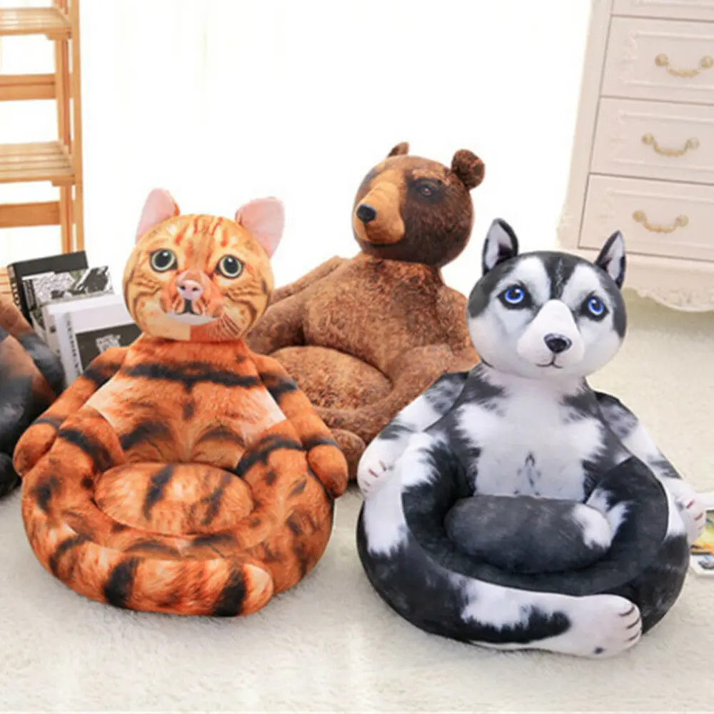 en Ucuz Emulational Hayvanlar Kedi Köpek Peluş Mini Kanepe Doldurulmuş çocuk Sandalye Husky Köpekler Hediyeler