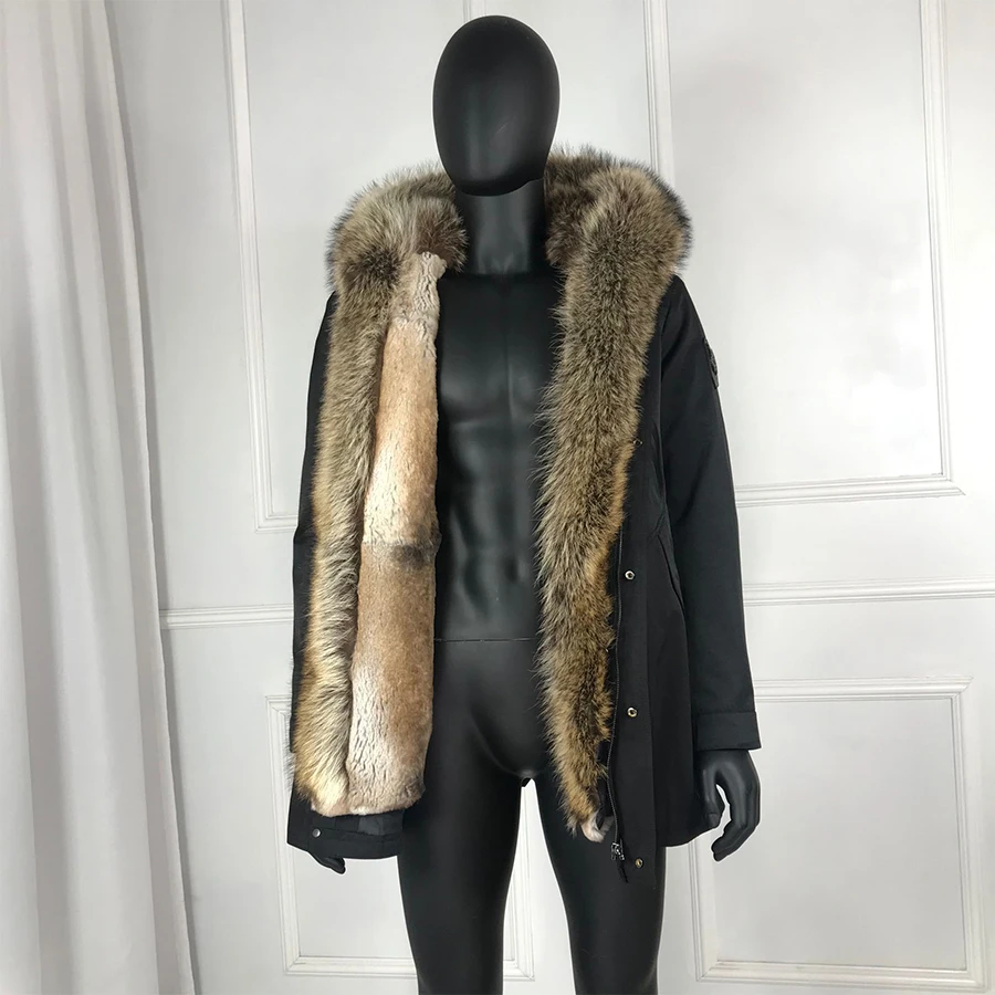 Новинка 2019 Мужская зимняя верхняя одежда Воротник из натурального Лисьего меха