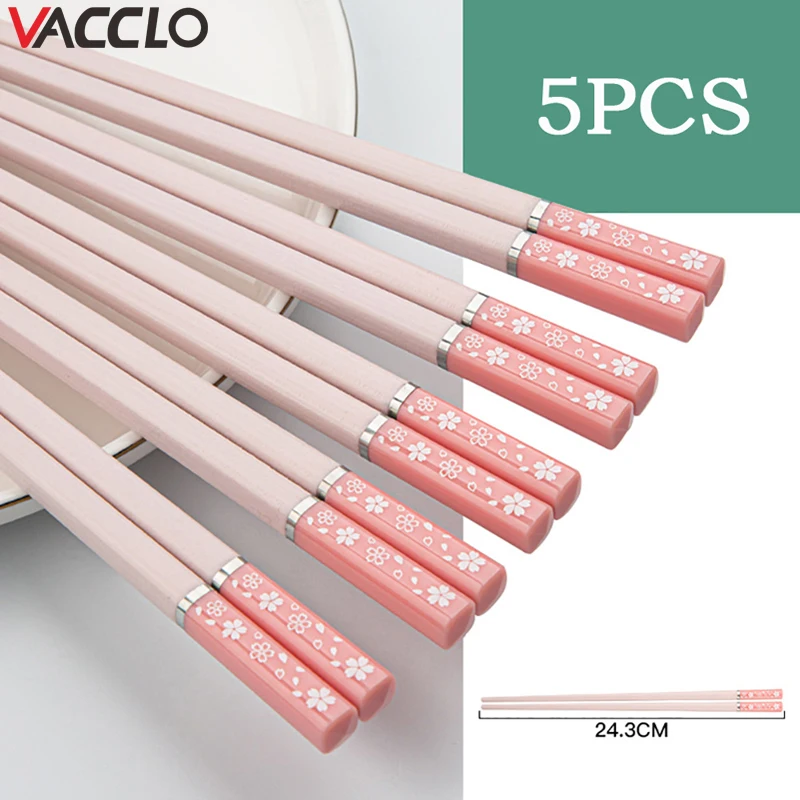 

Vacclo 5Pairs Chinese Style Chopsticks Tableware Food Stick Catering Utensils Sushi Sticks Non-slip Household Kitchen Utensils