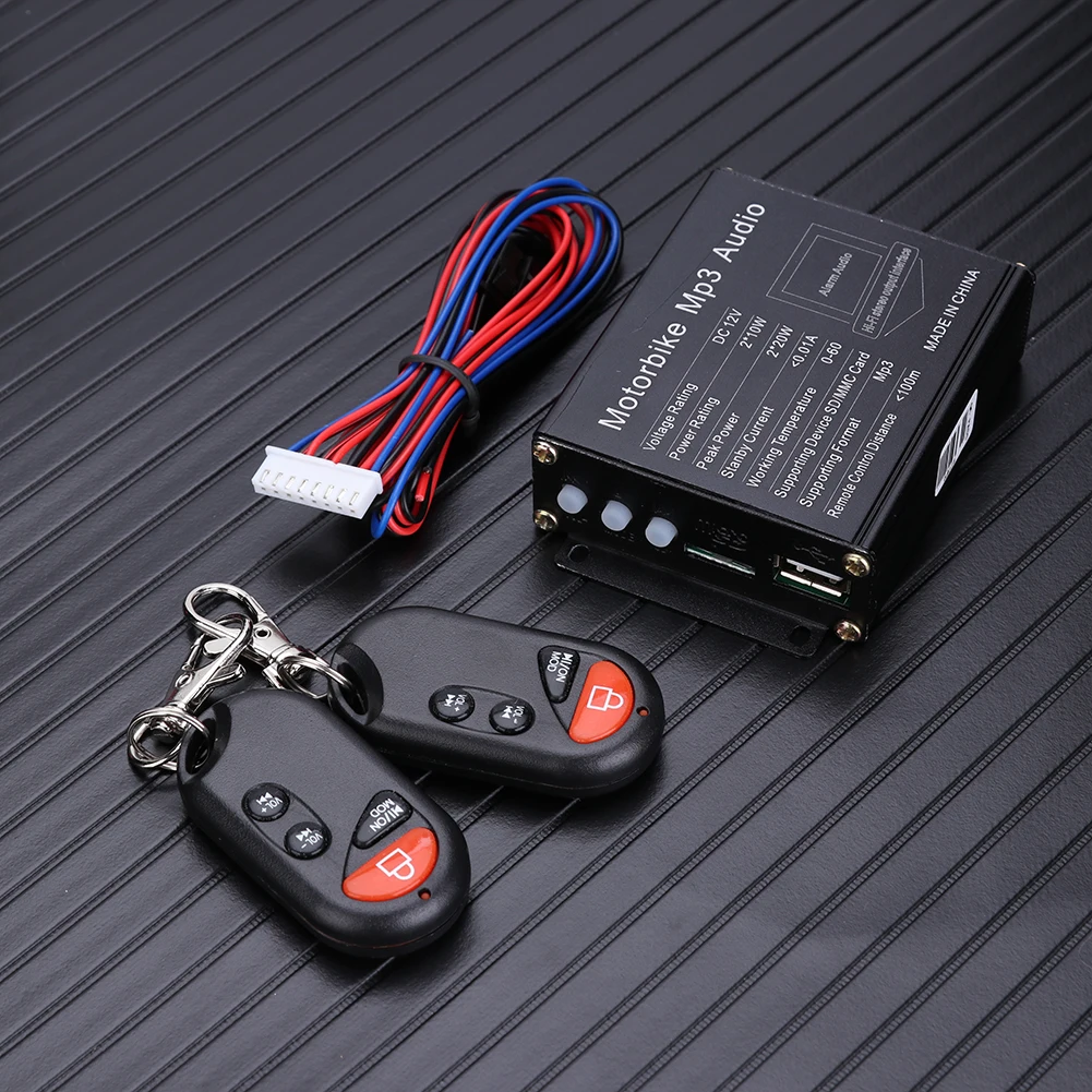 Motorcycle Alarm System Ordinary Layout Operation Conveninently MP3 FM Radio Remote Control Speaker Amplifier | Автомобили и