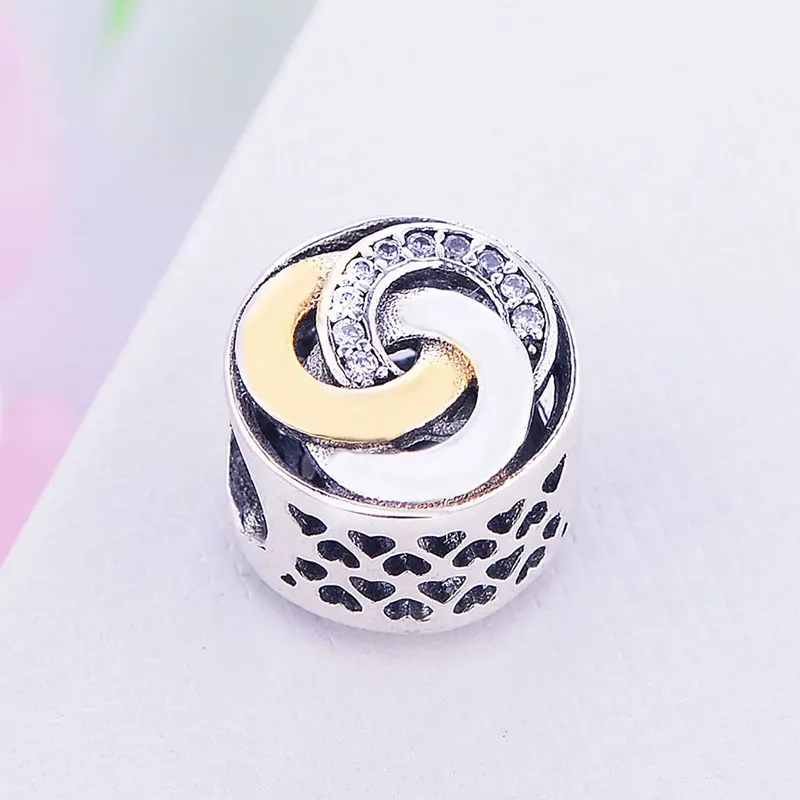 925 пробы серебряный золотой цвет круги Перекрещенные мощность циркониевые