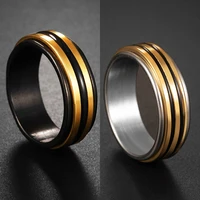 2 colors rows punk fashion ring mens silvery black stainless steel wedding rings male party anniversary jewelry gift wholesale