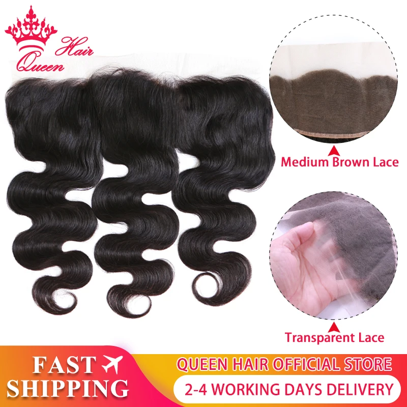Queen Hair продукты волнистой формы из прозрачного кружева Фронтальная застежка 13x4