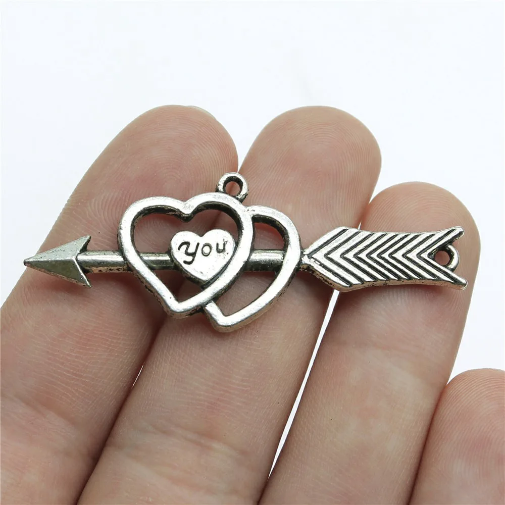 

Pendants Diy Fashion Jewellery 1pcs Arrow To Heart Connectors bracelet charms for jewelry making 53x20mm