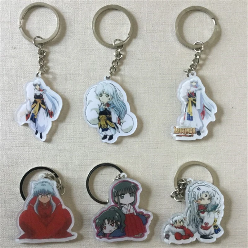 6 шт. аниме мультфильм Inuyasha односторонний кулон брелок для косплея аксессуары