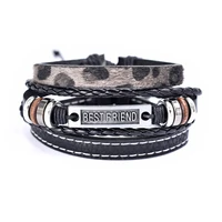new multilayer best friend leather braid bracelets believe bangles rope wrap bracelets handmade jewelry gifts for good friends