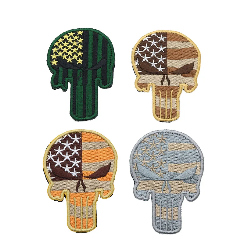 4 цвета 3D вышивка череп накладка на руку цветная Двусторонняя наклейка военный