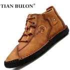 Мужские кожаные ботинки в британском стиле, ботильоны ручной работы, зимние мужские повседневные рандомные кроссовки, Нескользящие мужские мокасины
