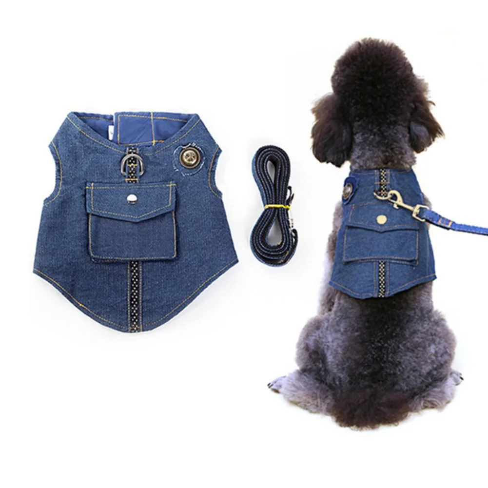 

Pet Dog Denim Vest Harnesses For Chihuahua Puppy Outdoor Walking Training Soft Mesh Harness Chest Strap Leads For Small Dogs