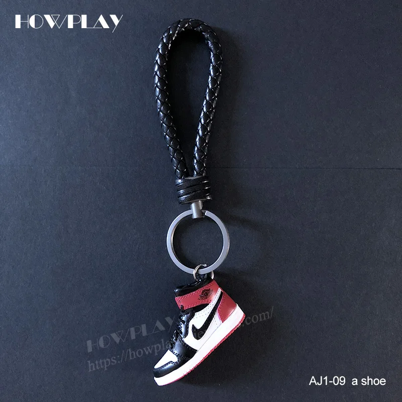 single-AJ1-HJZ Howplay Mini Sneakers Basketball Shoes Keychain 3D Backpack Pendant Bag Charm AJ1 OW Creative Gifts Keyring for1/6 Soldier Doll - Цвет: single-AJ1-HJZ