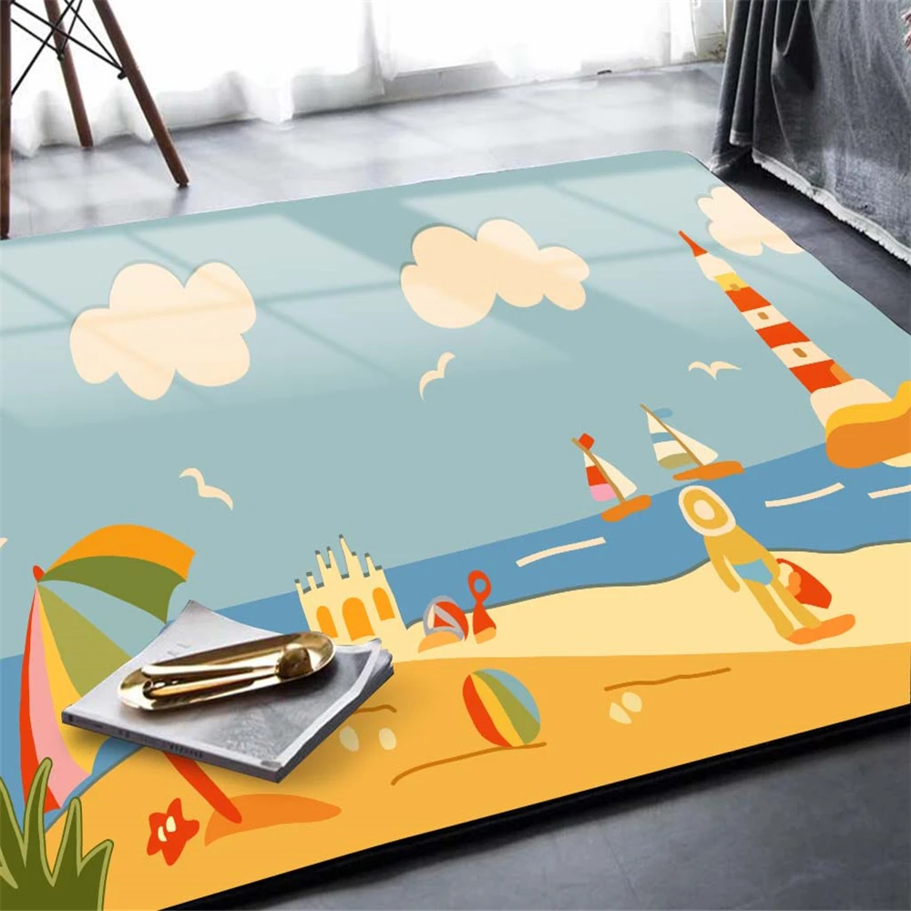 Мультяшный Радужный коврик с грибами ковры декор для комнаты девочек детский