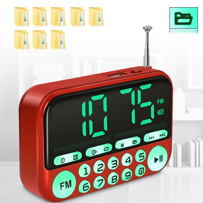 Портативные мини FM радио стереодинамики музыкальный плеер подсветка кнопки
