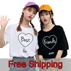 Женская футболка лучшего друга, Свободный Топ с коротким рукавом, милая подходящая одежда с буквенным принтом для девушек и пар, футболка для сестры