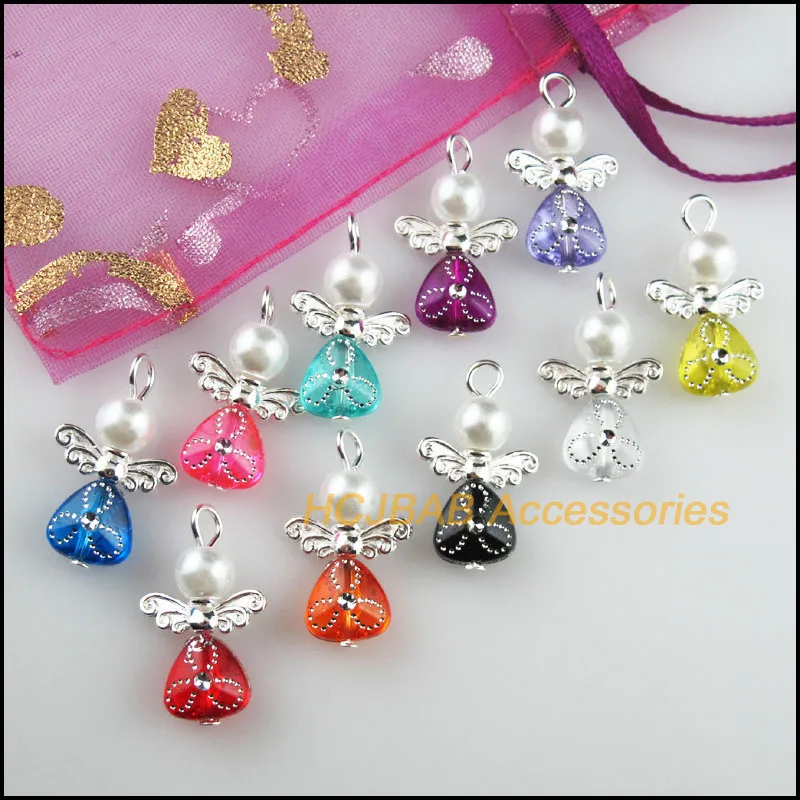 Модные посеребренные Подвески с крыльями смешанное сердце танцующие ангельские