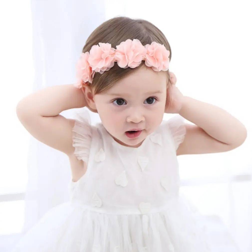 

1pce New Baby Flower Headband Pink or White Ribbon Hair Bands Handmade DIY Headwear Hair accessories for Children