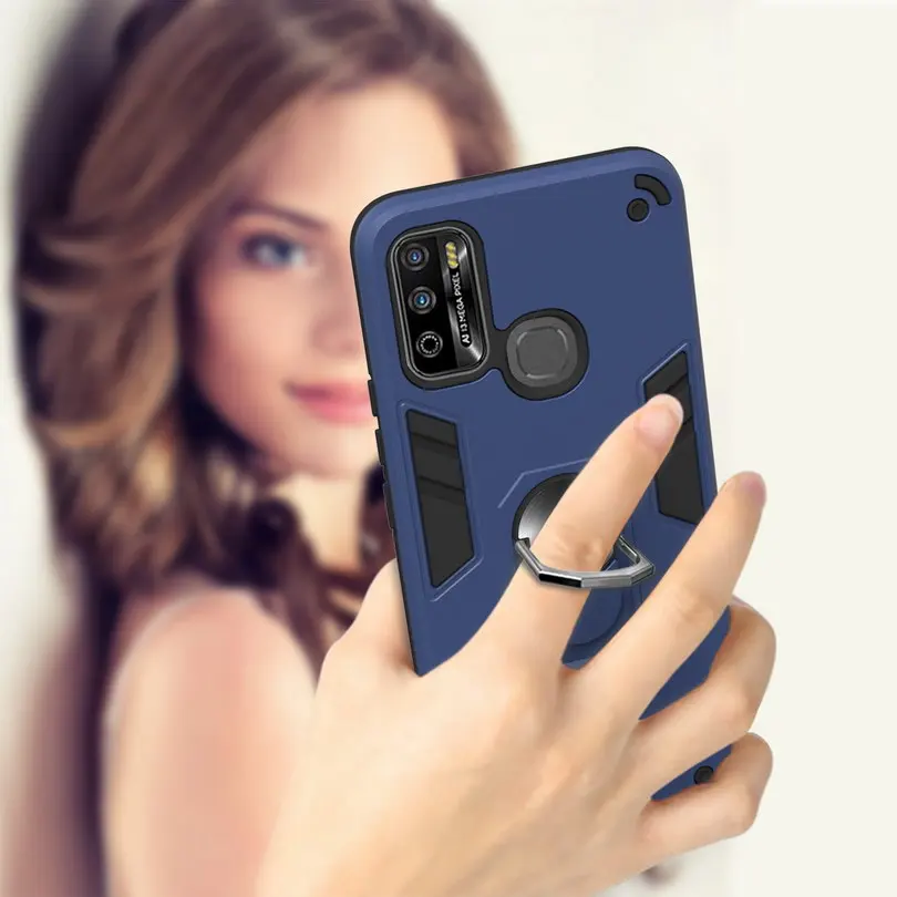 hybrid phone case for infinix hot 9 hot9 play hard stand holder ring cover for infinix note 7 note7 lite infinix smart 4 fundas free global shipping