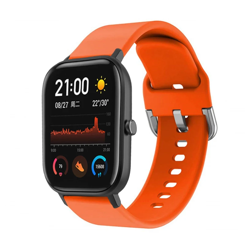 Ремешок силиконовый для amazfit bip Huawei watch GT/2/2e/Pro браслет Samsung Galaxy Watch Active 2 46 мм 42 S3 Frontier