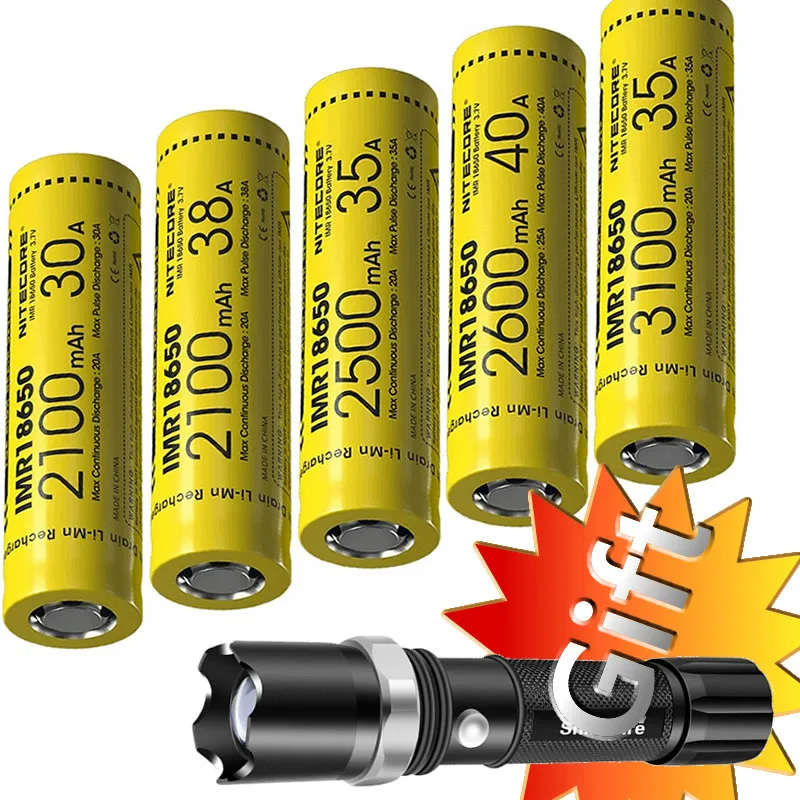 TOPSALE NITECORE IMR18650 3 7 V литий ионная аккумуляторная батарея FlatTop 2100/2500/2600/3100mAh 30A/35A/38A/40A