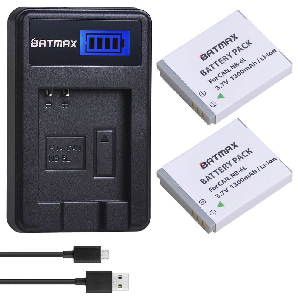 2 шт. аккумуляторы 1300 мАч и зарядное устройство USB для CANON Digital IXUS 85 IS PowerShot S90 95 IS|charger