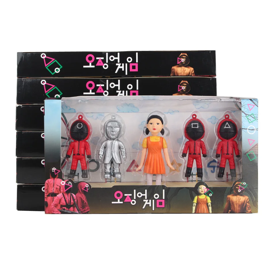 

5pcs/set Squid Game Figure Ornaments Doll Collection Decoration Model Desktop Decor Figures Toys For Kids christmas Gift