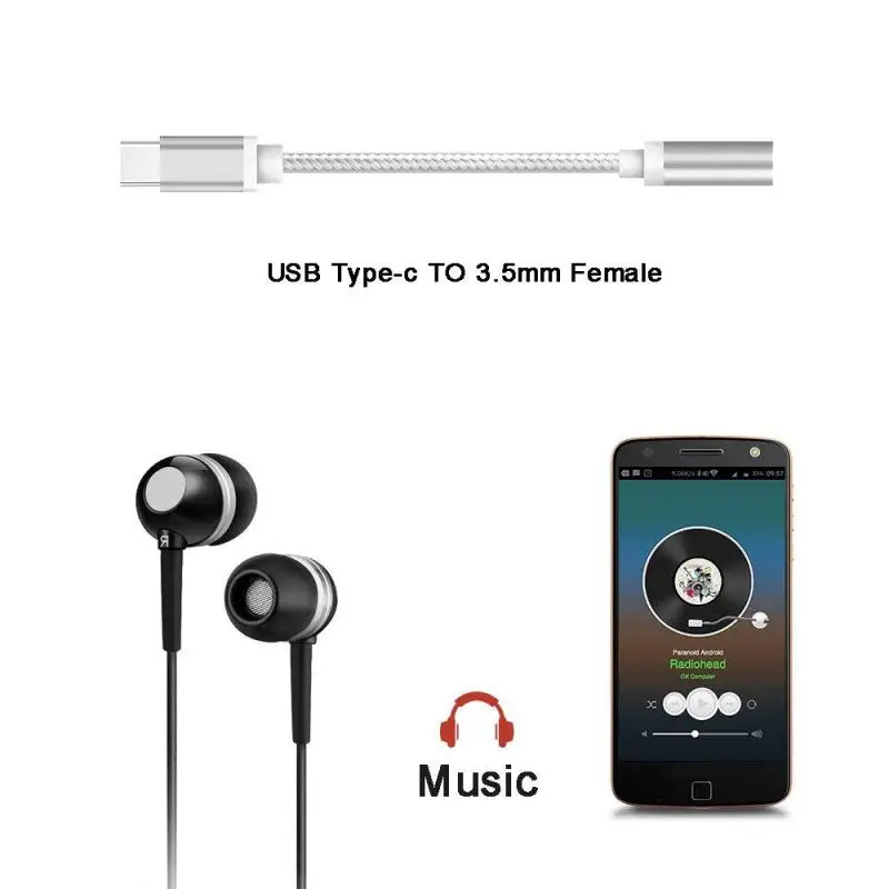 USB Type C To 3.5mm Earphone Headphone Cable Adapter USB-C Jack Aux For Letv 2 2pro Max2 Pro 3 Xiaomi 6 Converter | Мобильные