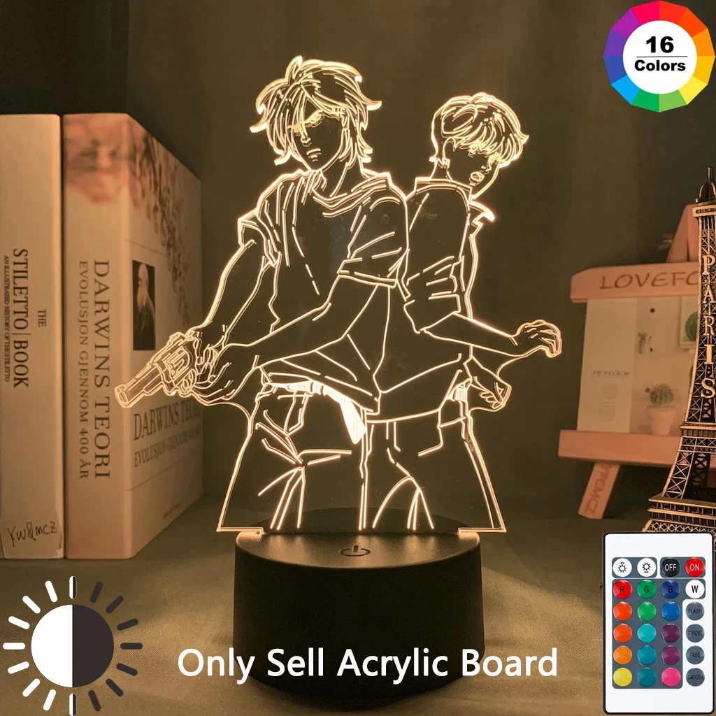 

Attack On Titan LED Night Light Acrylic Board Anime Figure Sunset Lamp Banana Fish For Room Illusion Party Decor Indie Kids Gift