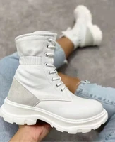 2021 new mid calf boots women autumn winter fashion lace up zipper botas mujer boots sports platform heel ladies shoes goth