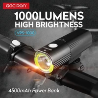 gaciron bicycle light usb rechargeable led 1000lumens 4500mah bike light for bicycle front lamp headlight flashlight power bank