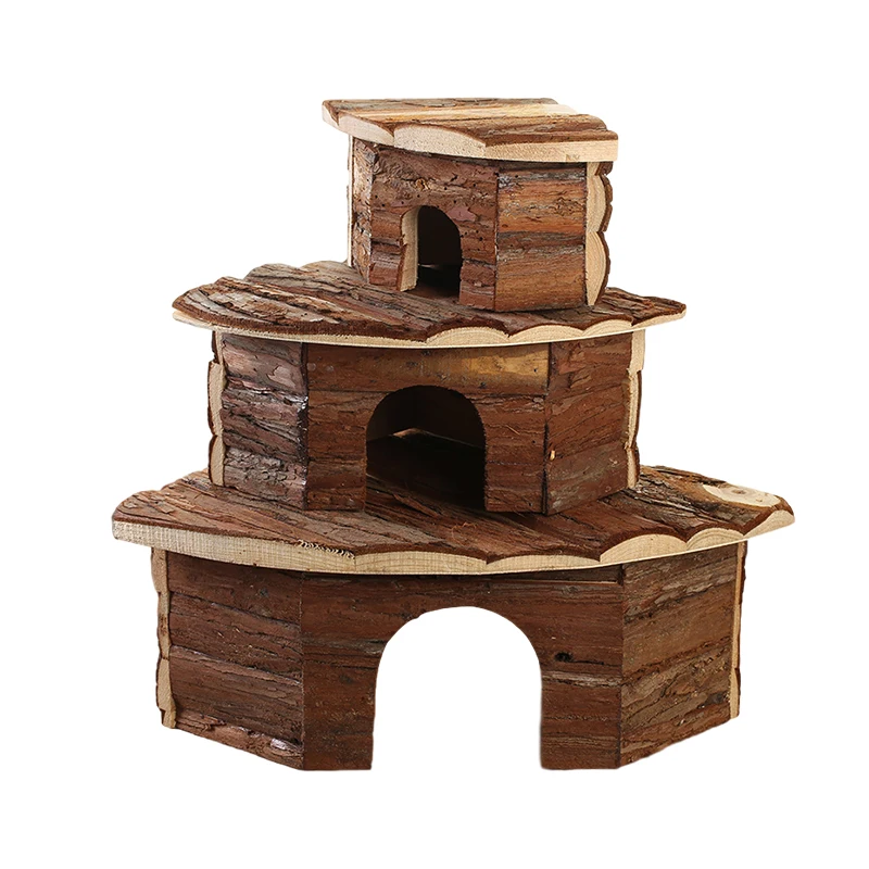 

Handmade hamster comfortable wooden house golden silk bear dragon cat hedgehog guinea pig squirrel warm villa bark log house