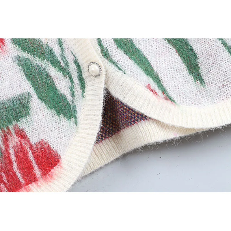 

Floral Embroidery Vintage Cardigan Women Mohair Sweater Coat 2021 New O Neck Loose Cardigan Korean Japanese Jacquard Knitwear