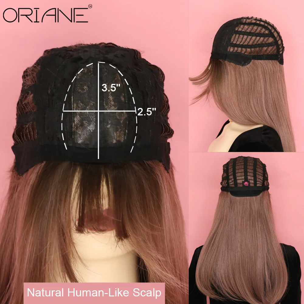 

ORIANE Natural Wavy Synthetic Wigs With Bangs For Women Brown Holiday Daily Lolita Cosplay Wig Natural Soft High Temperature Wig