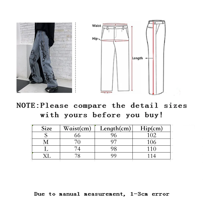 

SLLSKY Printing Wash Jeans High Waist Wide Leg Pants Women Spring New Loose Trousers Female Casual Fashion Streetwear Jeans
