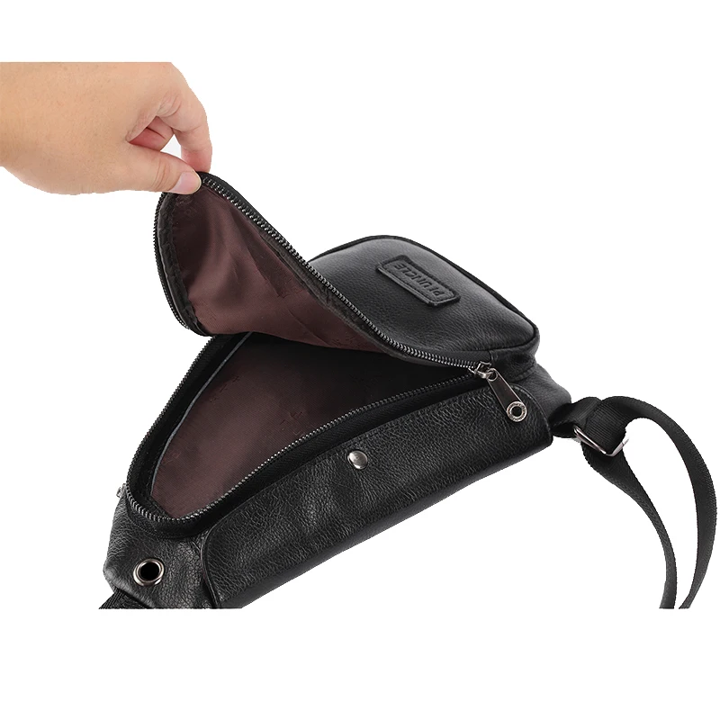 

FGGS-PI UNCLE Men's Leather Chest Bag Casual Retro Messenger Bag Outdoor Sports Bag