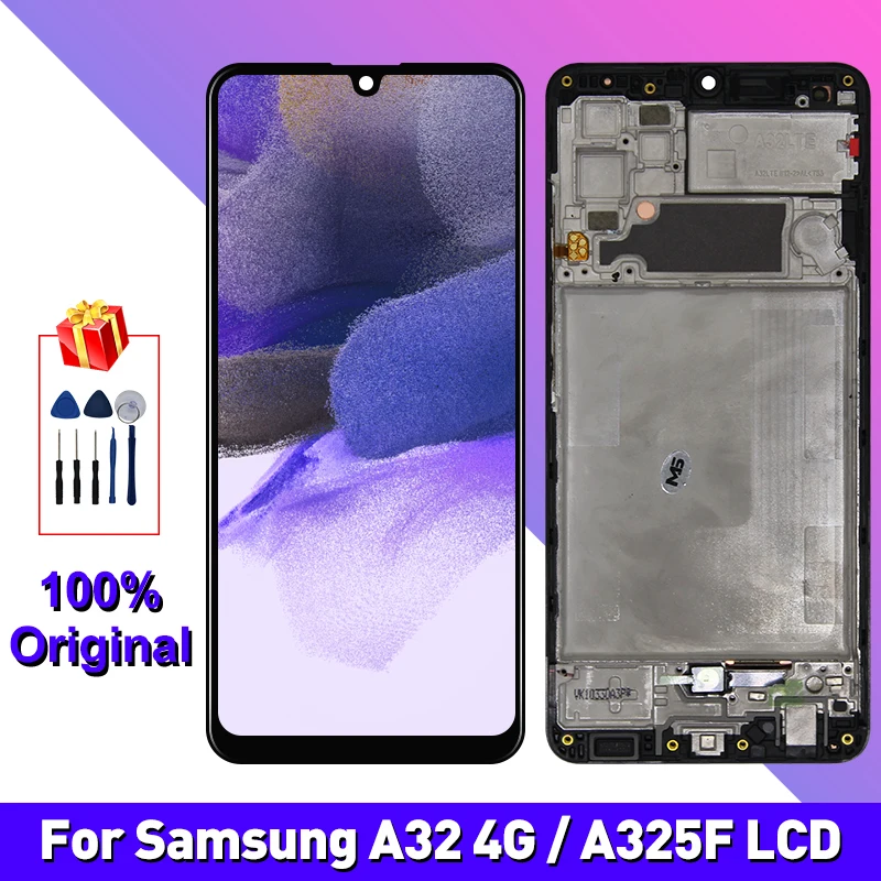 

6,4 ''для Samsung Galaxy A32 4G LCD A325F/DS A325M A325N Дисплей сенсорный дигитайзер экран Запасные части A325F дисплей