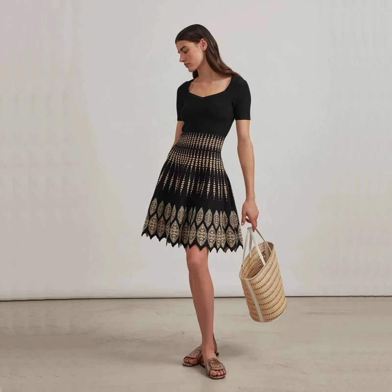 Оптовая продажа женское черное жаккардовое высококачественное роскошное Модное