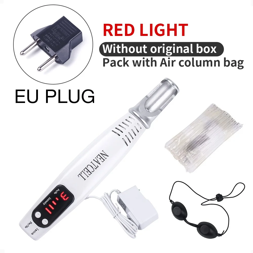 eu bag red Профессиональный лазерный пикосекундных ручка синего и красного цветов, удаление татуировки лазерная ручка веснушки акне моль темное пятно пигмент для сведения татуировок - Цвет: eu bag red