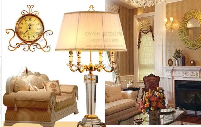 

Fashion European-style Table Lamp K9 Crystal Shade Golden Color dining room bedroom light