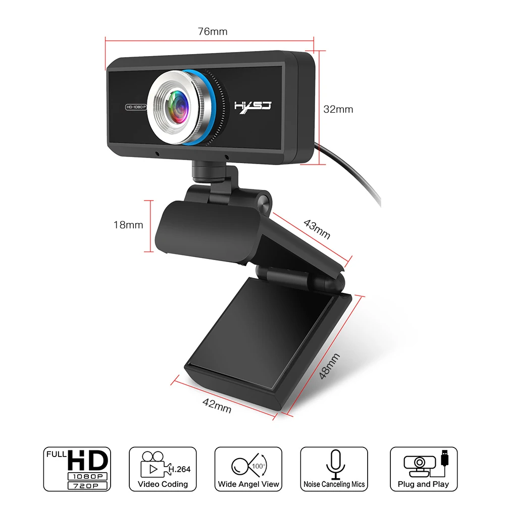 Веб камера HXSJ S4 S60 HD 1080P со встроенным микрофоном|Веб-камеры| |