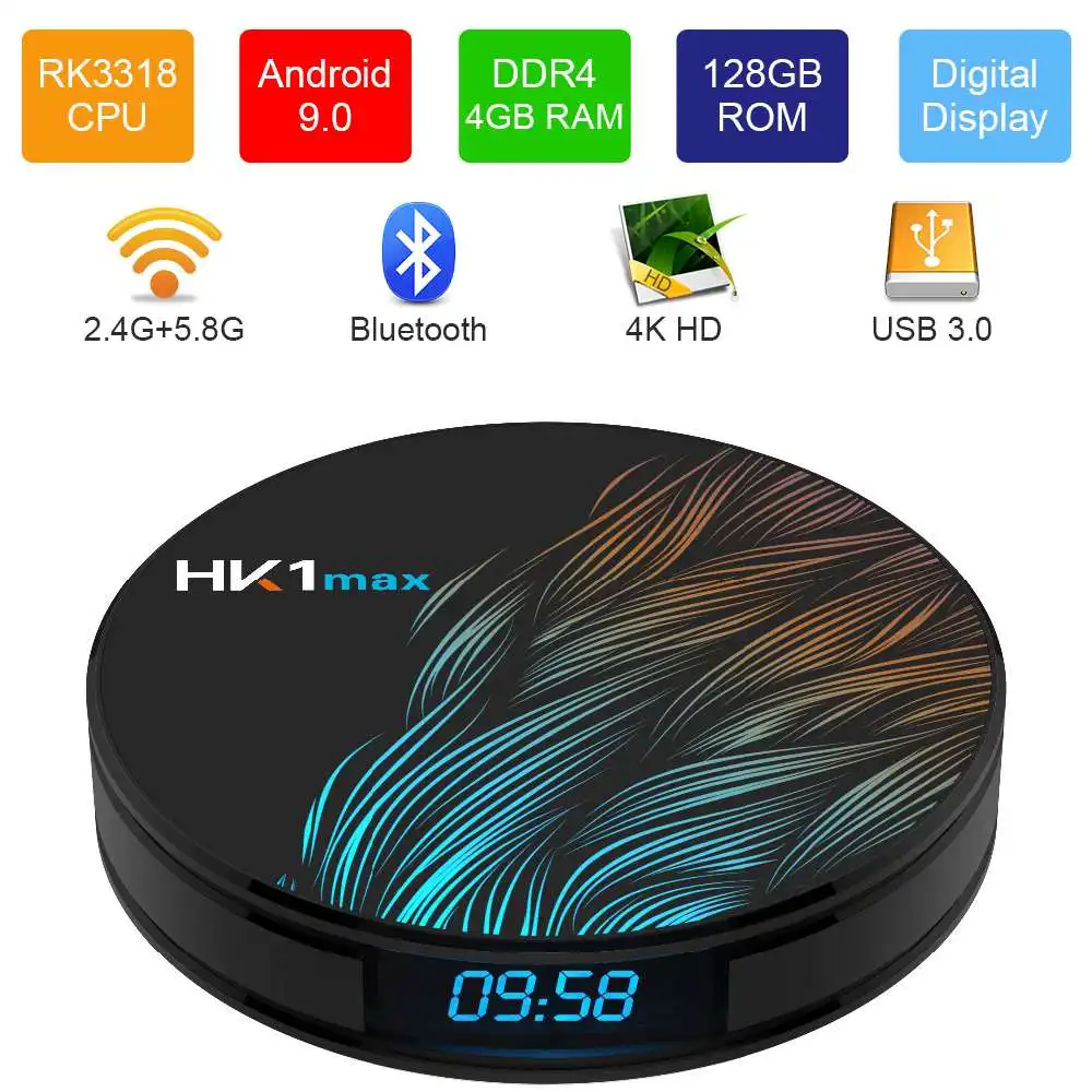 HK1 Max Android Smart tv BOX Android 9,0 RK3318 4 Гб ОЗУ 128 Гб ПЗУ 5G wifi bluetooth 4,0 4K ТВ приставка приемник медиапроигрыватель