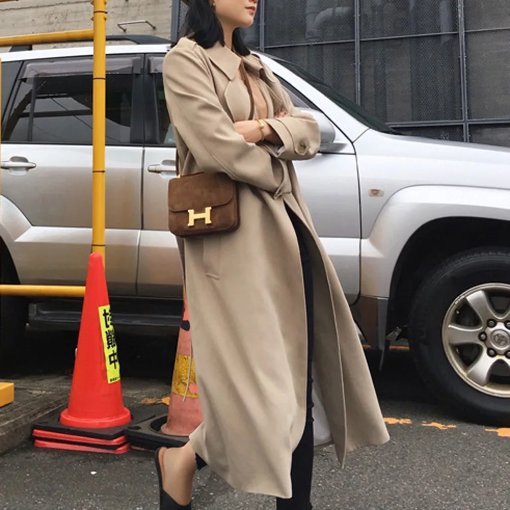 Тренчкот женский в Корейском стиле модная верхняя одежда с регулируемой талией